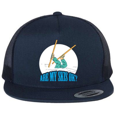 Funny Skiing Design Are My Skis Ok ? For Winter Sports Gift Flat Bill Trucker Hat