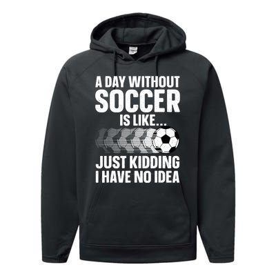 Funny Soccer Design For Women Sport Player Soccer Lover Performance Fleece Hoodie