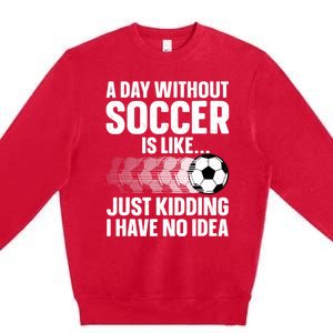 Funny Soccer Design For Women Sport Player Soccer Lover Premium Crewneck Sweatshirt