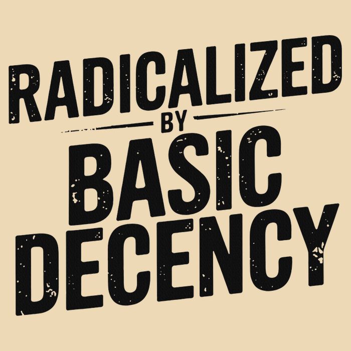 Funny Social Democracy Radicalized By Basic Decency Drawstring Bag