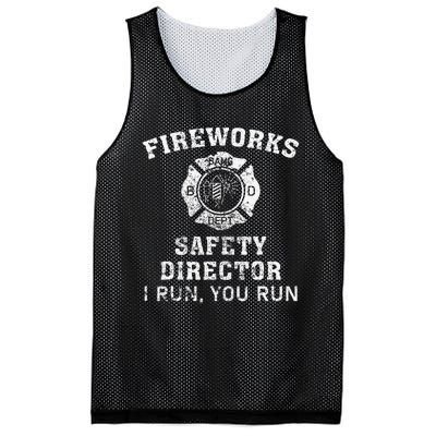 Fireworks Safety Director I Run You Run Bang Mesh Reversible Basketball Jersey Tank