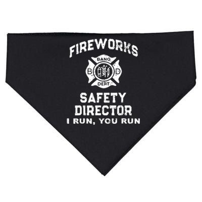 Fireworks Safety Director I Run You Run USA-Made Doggie Bandana