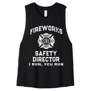 Fireworks Safety Director I Run You Run Women's Racerback Cropped Tank