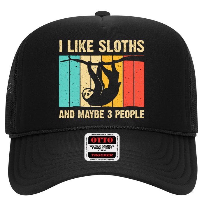 Funny Sloth Design For Sloth Lover  Introvert High Crown Mesh Back Trucker Hat