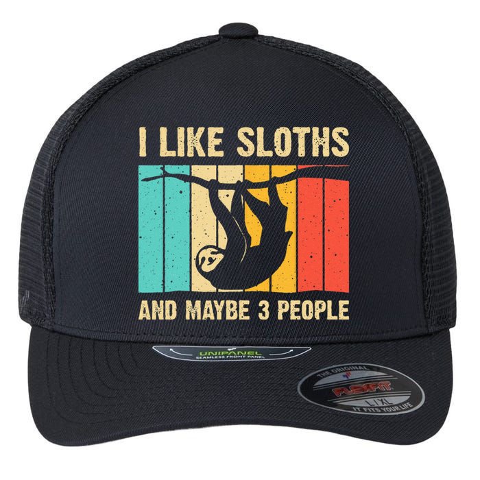 Funny Sloth Design For Sloth Lover  Introvert Flexfit Unipanel Trucker Cap