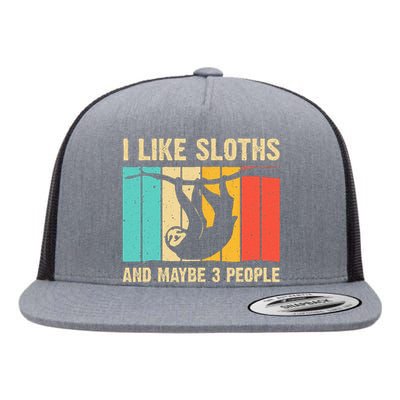 Funny Sloth Design For Sloth Lover  Introvert Flat Bill Trucker Hat