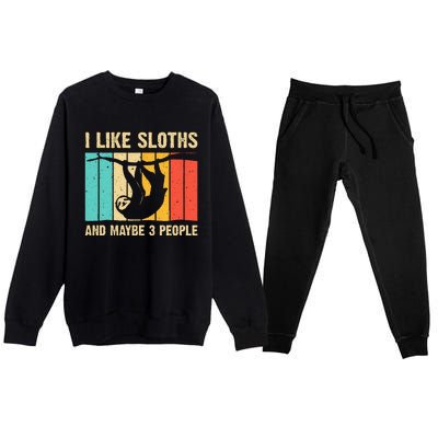 Funny Sloth Design For Sloth Lover  Introvert Premium Crewneck Sweatsuit Set