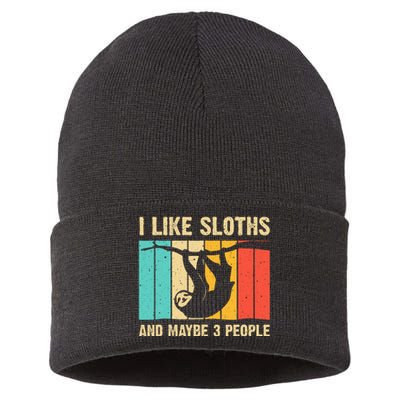 Funny Sloth Design For Sloth Lover  Introvert Sustainable Knit Beanie