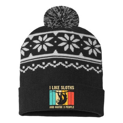 Funny Sloth Design For Sloth Lover  Introvert USA-Made Snowflake Beanie