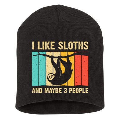 Funny Sloth Design For Sloth Lover  Introvert Short Acrylic Beanie