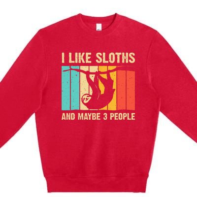 Funny Sloth Design For Sloth Lover  Introvert Premium Crewneck Sweatshirt