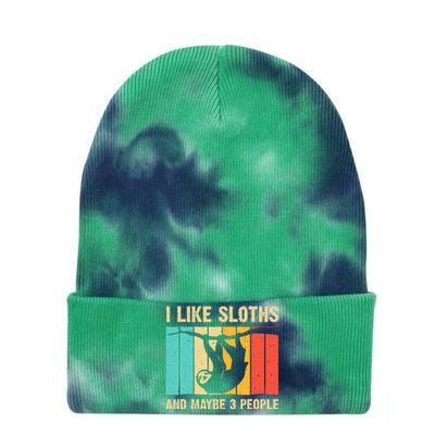 Funny Sloth Design For Sloth Lover  Introvert Tie Dye 12in Knit Beanie