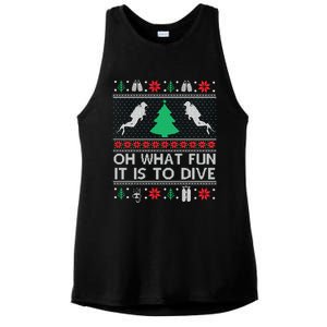 Funny Scuba Diving Diver Ugly Christmas Xmas Ladies PosiCharge Tri-Blend Wicking Tank