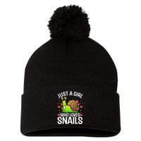 Funny Snail Design For Snail Lover Pom Pom 12in Knit Beanie
