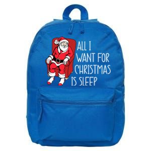 Funny Sleep Deprived Santa All I Want For Christmas Is Sleep Gift 16 in Basic Backpack