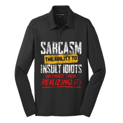 Funny Sarcasm Definition Silk Touch Performance Long Sleeve Polo