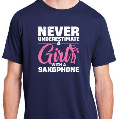 Funny Saxophone Design For Girl Women Saxophonist Sax Lover Adult ChromaSoft Performance T-Shirt