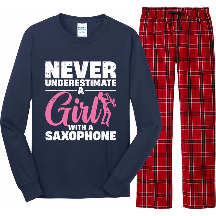 Funny Saxophone Design For Girl Women Saxophonist Sax Lover Long Sleeve Pajama Set