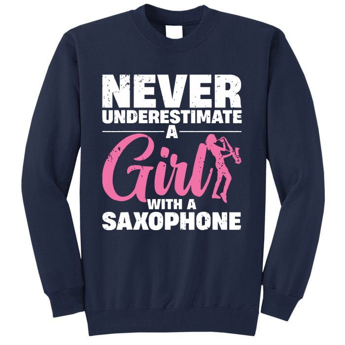 Funny Saxophone Design For Girl Women Saxophonist Sax Lover Tall Sweatshirt