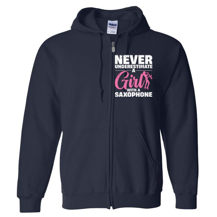 Funny Saxophone Design For Girl Women Saxophonist Sax Lover Full Zip Hoodie