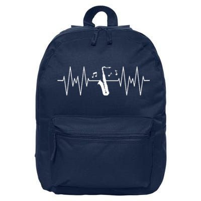 Funny Saxophone Design For Men Women Sax Lover Heartbeat EKG 16 in Basic Backpack