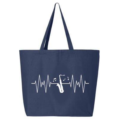 Funny Saxophone Design For Men Women Sax Lover Heartbeat EKG 25L Jumbo Tote