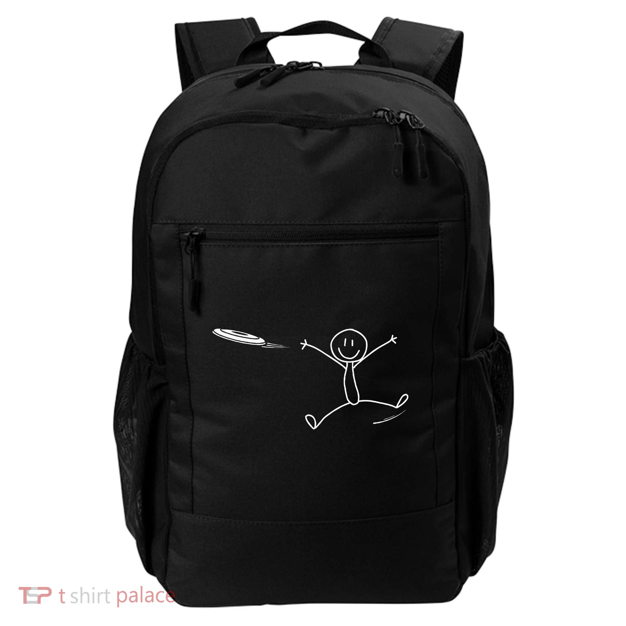 Frisbee Stickman Disc Golf Funny Ultimate Frisbee Game Daily Commute Backpack