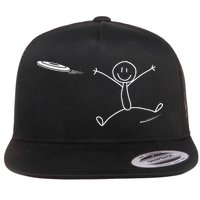 Frisbee Stickman Disc Golf Funny Ultimate Frisbee Game Flat Bill Trucker Hat