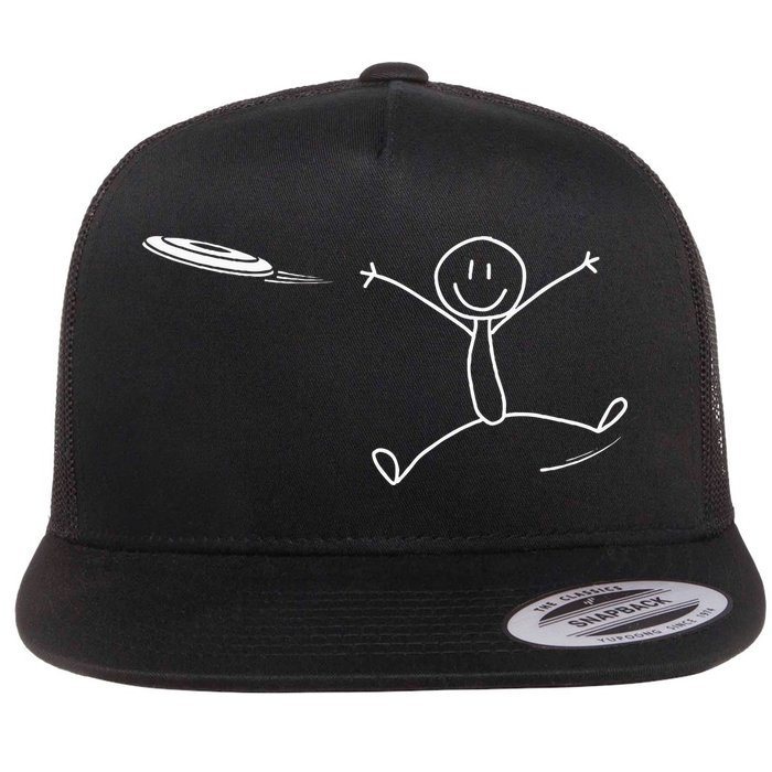 Frisbee Stickman Disc Golf Funny Ultimate Frisbee Game Flat Bill Trucker Hat