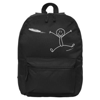 Frisbee Stickman Disc Golf Funny Ultimate Frisbee Game 16 in Basic Backpack