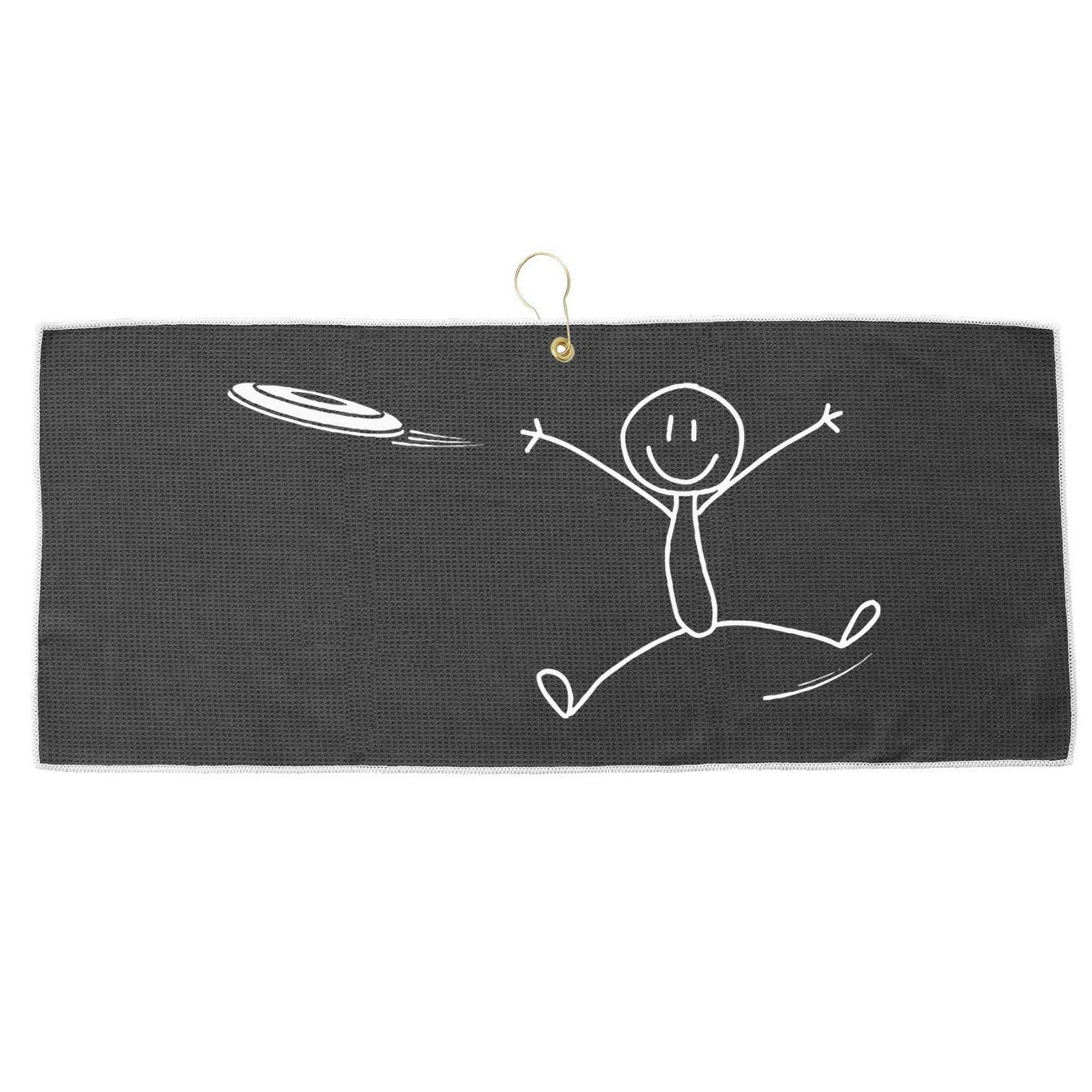 Frisbee Stickman Disc Golf Funny Ultimate Frisbee Game Large Microfiber Waffle Golf Towel