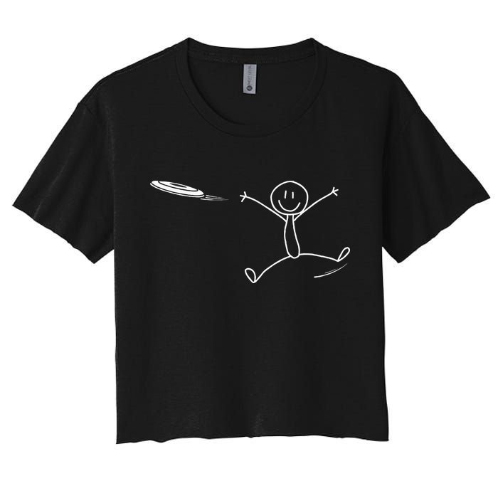 Frisbee Stickman Disc Golf Funny Ultimate Frisbee Game Women's Crop Top Tee