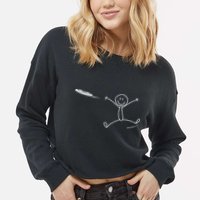 Frisbee Stickman Disc Golf Funny Ultimate Frisbee Game Cropped Pullover Crew