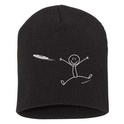 Frisbee Stickman Disc Golf Funny Ultimate Frisbee Game Short Acrylic Beanie