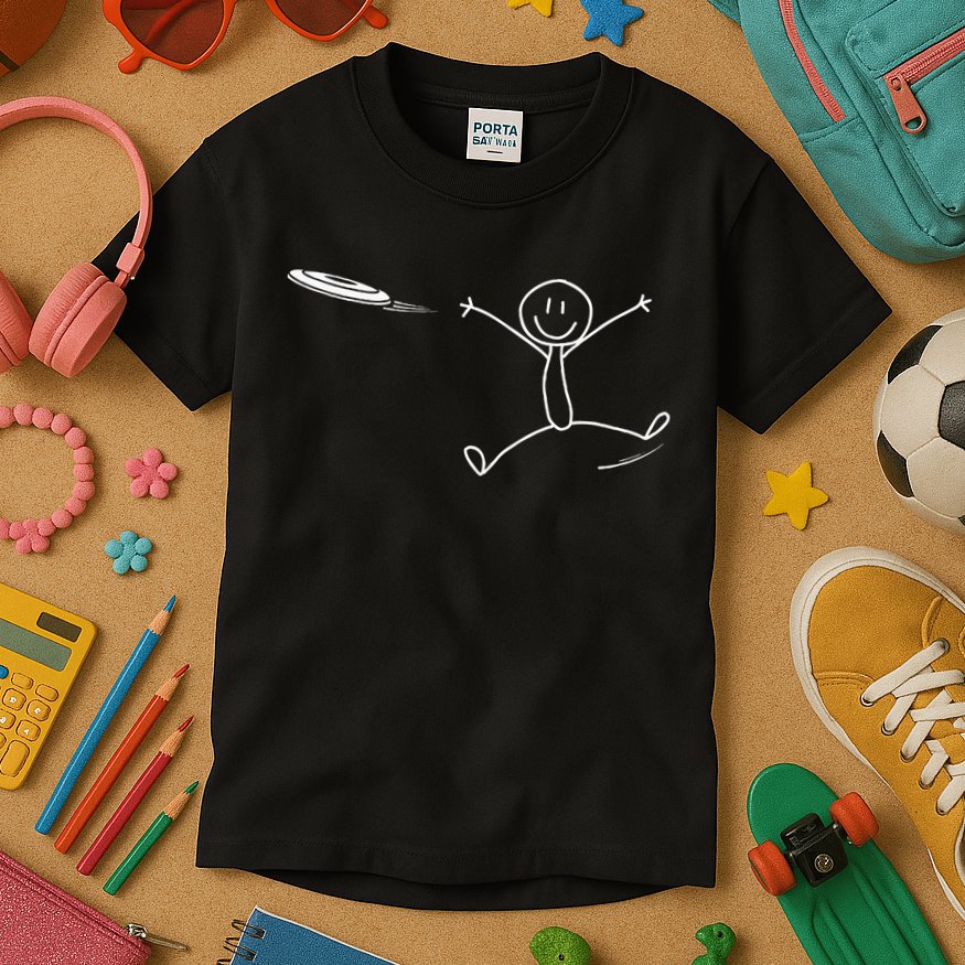 Frisbee Stickman Disc Golf Funny Ultimate Frisbee Game Kids T-Shirt
