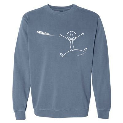 Frisbee Stickman Disc Golf Funny Ultimate Frisbee Game Garment-Dyed Sweatshirt