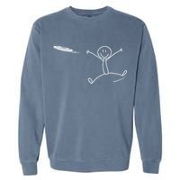 Frisbee Stickman Disc Golf Funny Ultimate Frisbee Game Garment-Dyed Sweatshirt