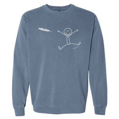 Frisbee Stickman Disc Golf Funny Ultimate Frisbee Game Garment-Dyed Sweatshirt