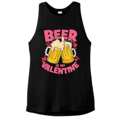 Funny Singles Day Beer Is My Valentine Gift Ladies PosiCharge Tri-Blend Wicking Tank