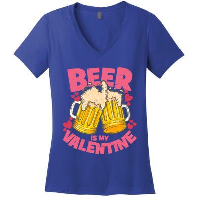 Funny Singles Day Beer Is My Valentine Gift Women's V-Neck T-Shirt