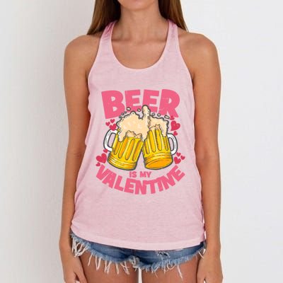 Funny Singles Day Beer Is My Valentine Gift Women's Knotted Racerback Tank