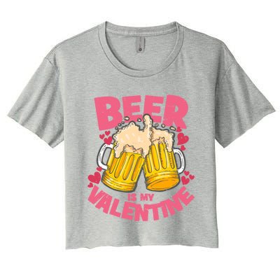 Funny Singles Day Beer Is My Valentine Gift Women's Crop Top Tee