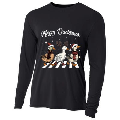 Funny Santa Duck Christmas Merry Ducksmas Duck Lover Xmas Cute Gift Cooling Performance Long Sleeve Crew