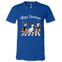 Funny Santa Duck Christmas Merry Ducksmas Duck Lover Xmas Cute Gift V-Neck T-Shirt