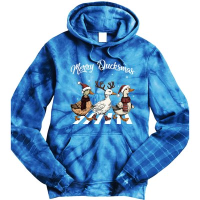 Funny Santa Duck Christmas Merry Ducksmas Duck Lover Xmas Cute Gift Tie Dye Hoodie