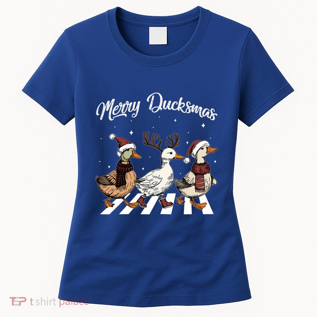 Funny Santa Duck Christmas Merry Ducksmas Duck Lover Xmas Cute Gift Womens T-Shirt