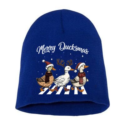 Funny Santa Duck Christmas Merry Ducksmas Duck Lover Xmas Cute Gift Short Acrylic Beanie
