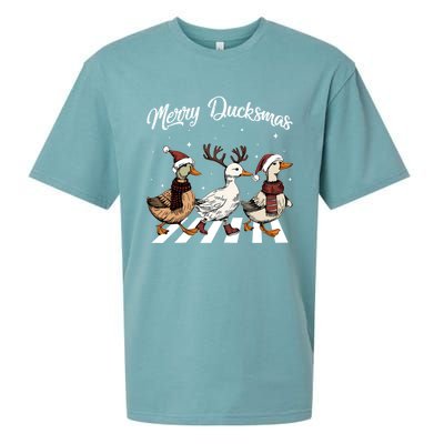 Funny Santa Duck Christmas Merry Ducksmas Duck Lover Xmas Cute Gift Sueded Cloud Jersey T-Shirt