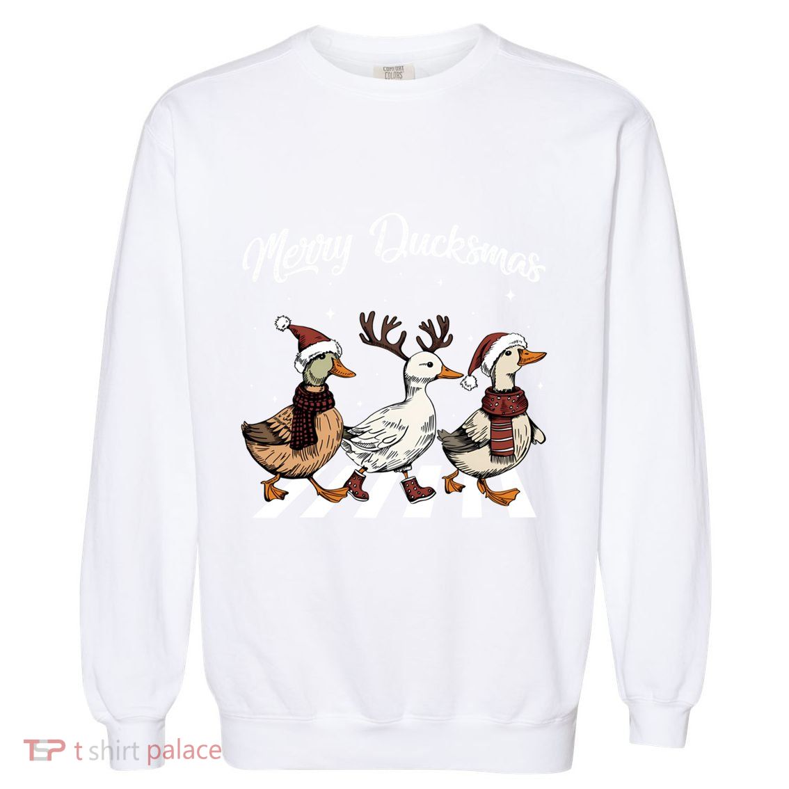 Funny Santa Duck Christmas Merry Ducksmas Duck Lover Xmas Cute Gift Garment-Dyed Sweatshirt