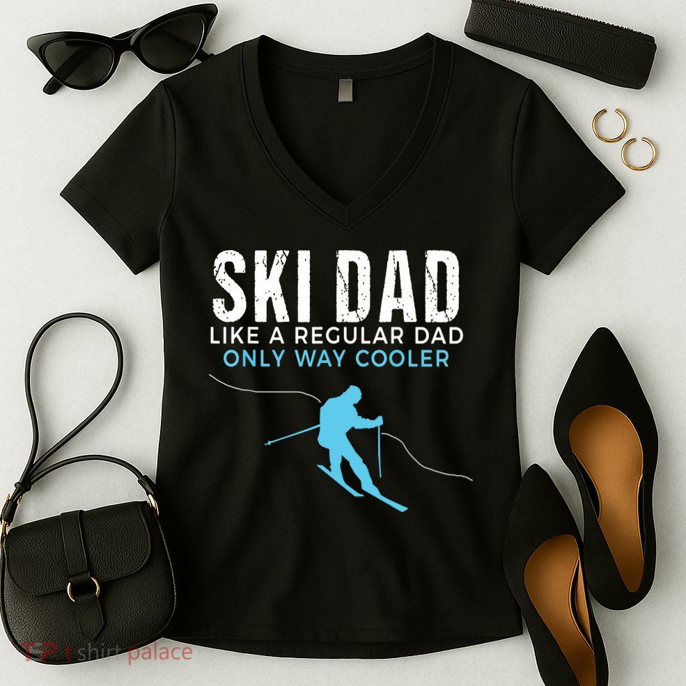 Funny Ski Dad Skier Women's V-Neck T-Shirt